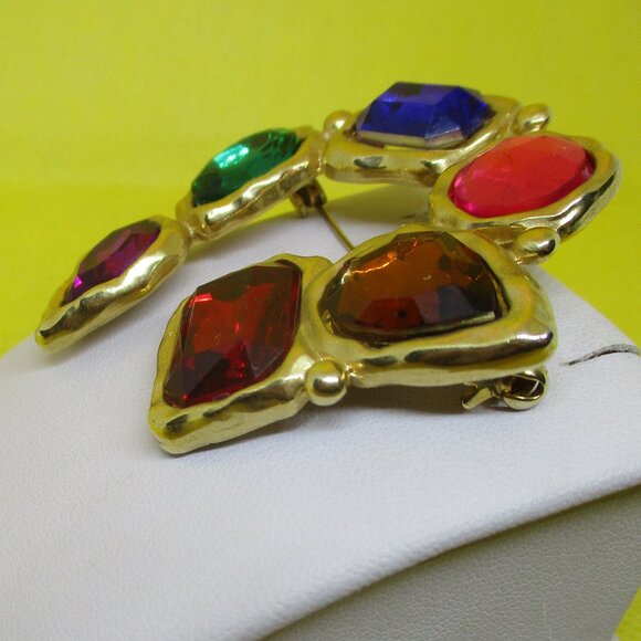 Park Lane Colorful Rhinestone Brooch Multi Colored Lucite Rhinestone Brooch - Picture 9 of 10